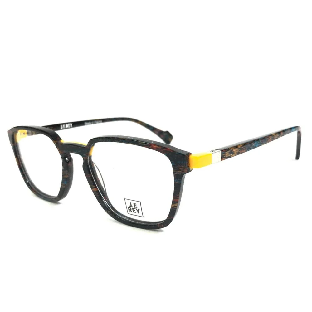 J. F. Rey Eyeglasses Frames JF1515 9255 Black Brown Yellow Full Rim 51-18-145